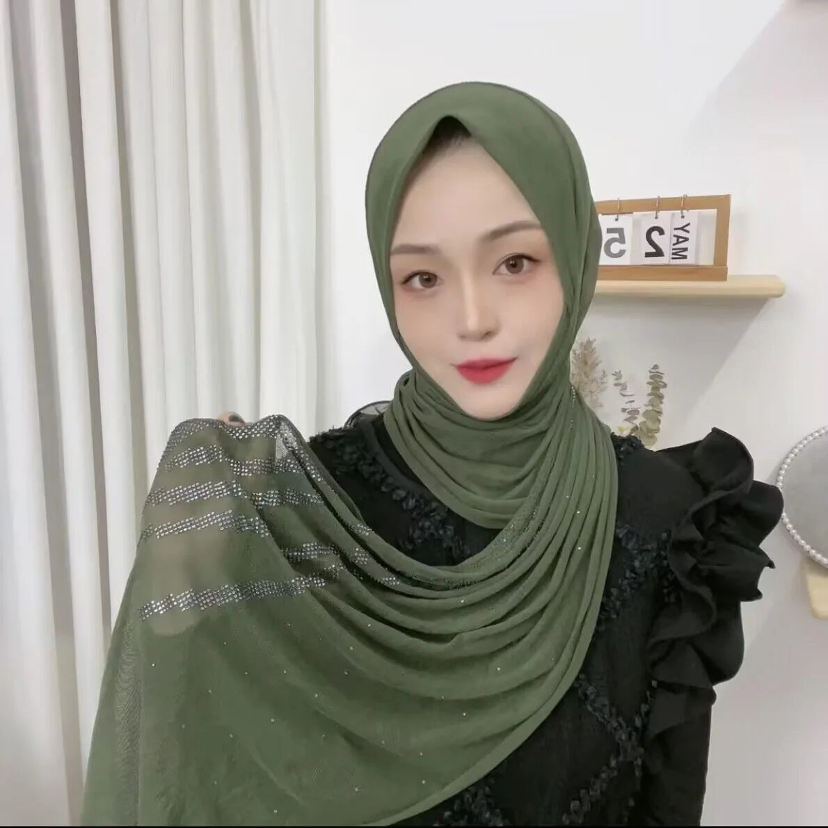 Multicolors Diamonds New Muslim Shawls Voile Scarf Hijab For Women