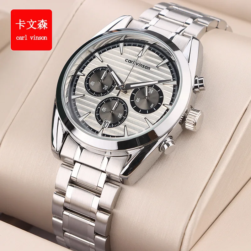 

Fashionable Men's Personalized Three Eye Waterproof Watches New Top-level Multifunctional Quartz Watch for Men