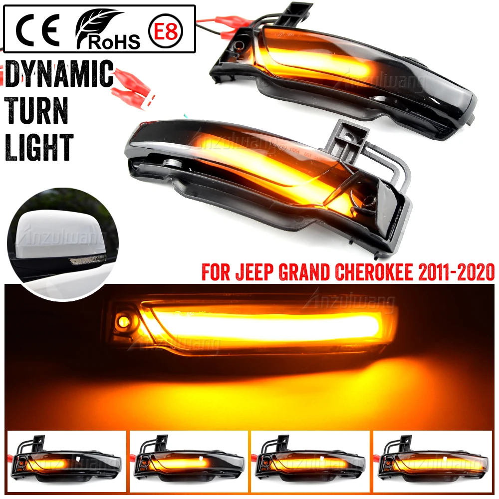 

2pcs For Jeep Grand Cherokee WK2 2011-2018 2019 2020 Car LED Dynamic Turn Signal Side Mirror Light Rear Mirror Blinker Lamp