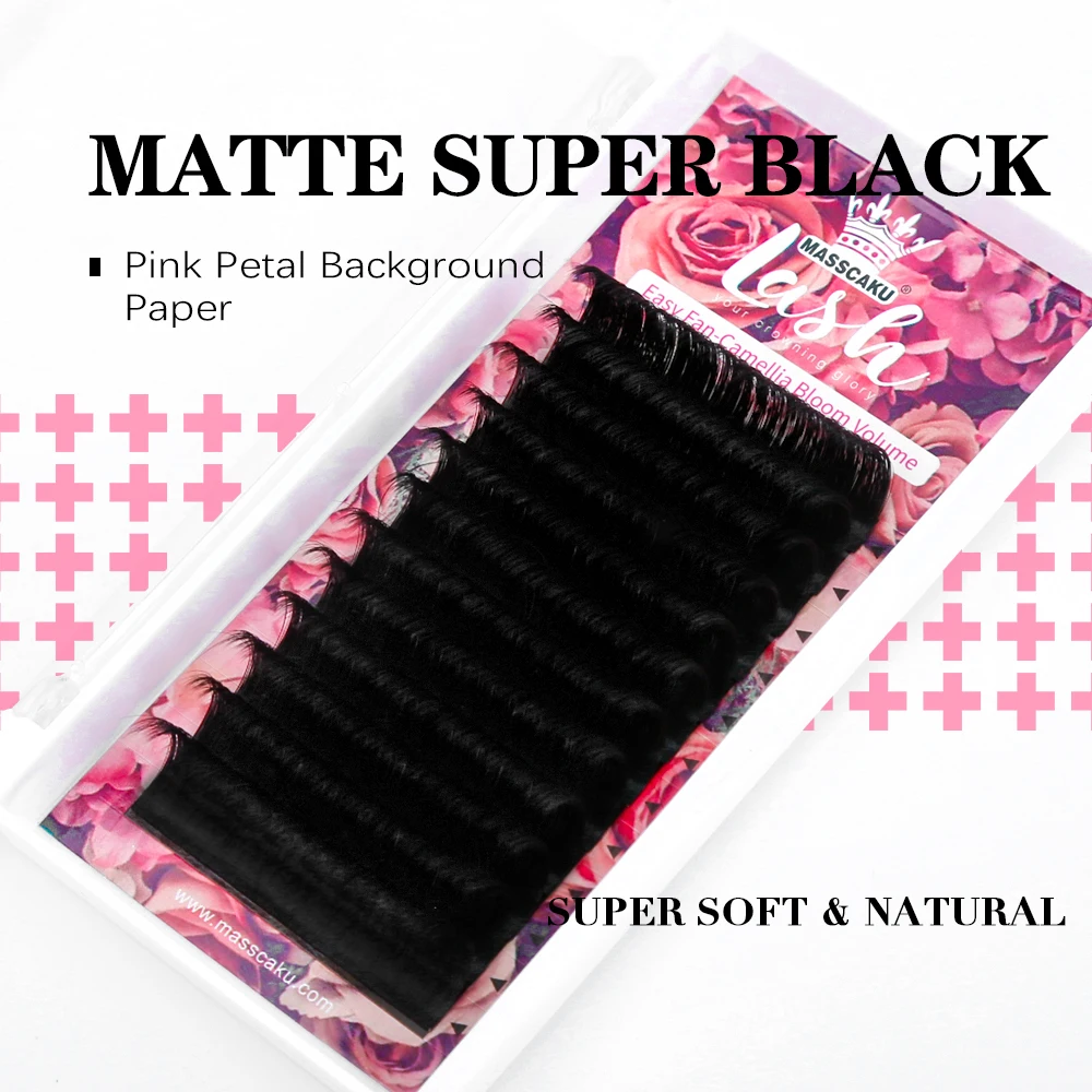 MASSCAKU 5Cases/lot 12 Rows Auto Fanning Lashes Blooming Volume Cilio C/CC/D/DD Curl Rapid Flowering Soft Silk Eyelash Extension