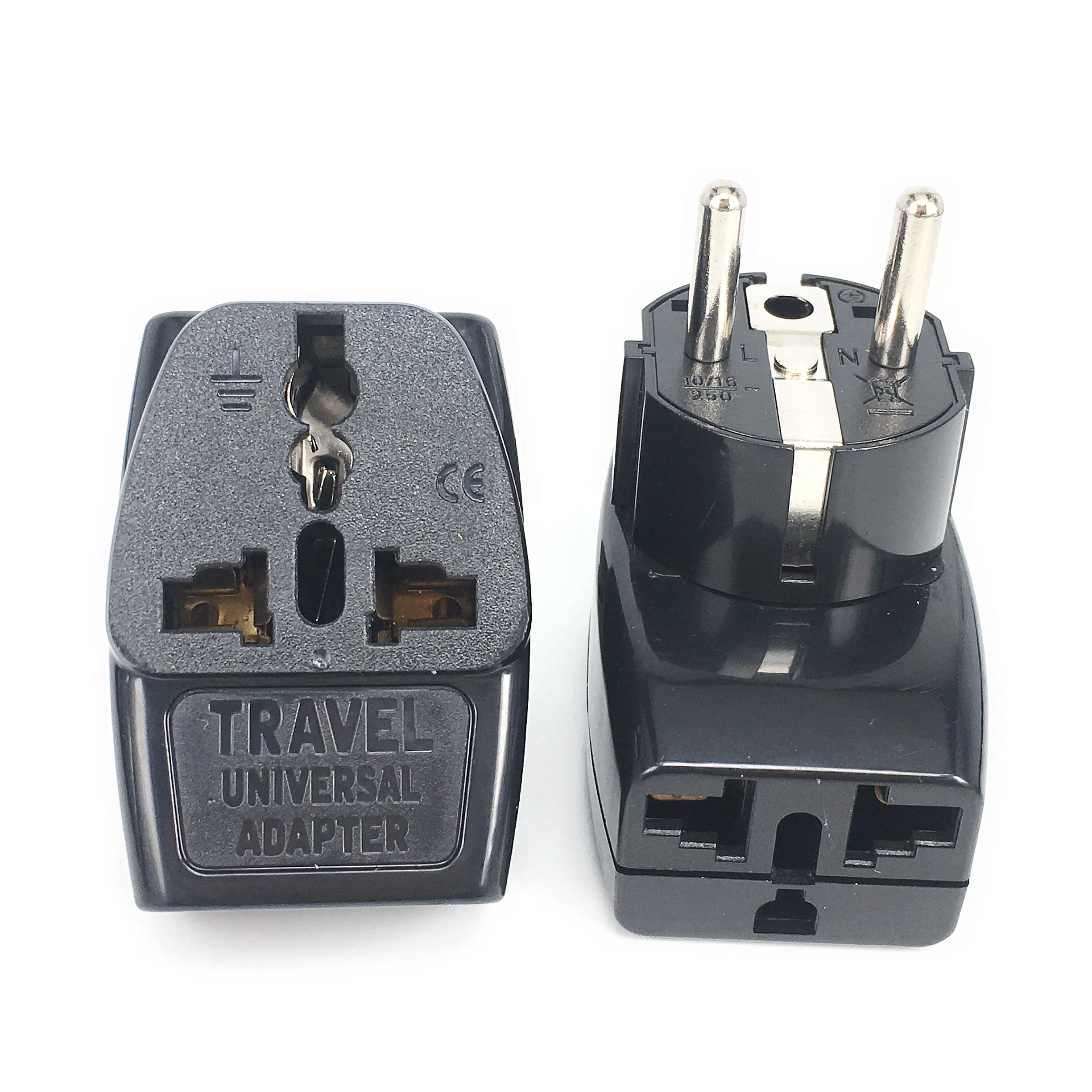 Wholesale CE 250v 16a India US UK AU swiss to eu Grounded Universal 2 in 1 Russia Germany french Schuko Plug Adapter Type E/F