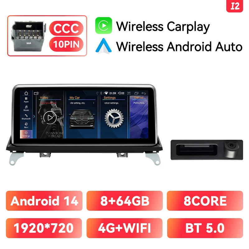 1920*720 10.25 "IPS Draadloze CarPlay Auto Multimedia Speler Voor BMW X5 E70 X6 E71 F16 2007-2014 CCC CIC Android Auto GPS 4G Wifi