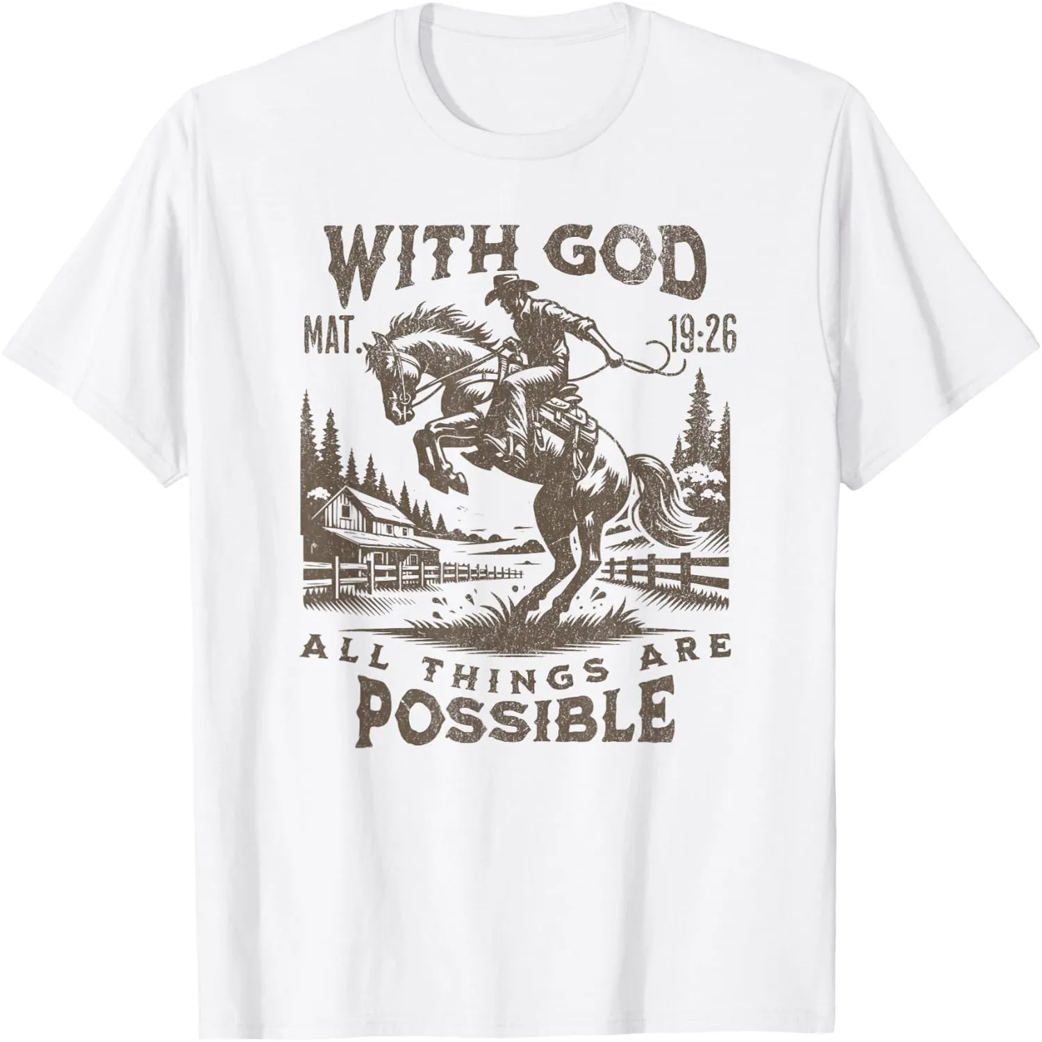 Cowboy Bible Scripture Verse Western Jesus for Mens Faith T-Shirt