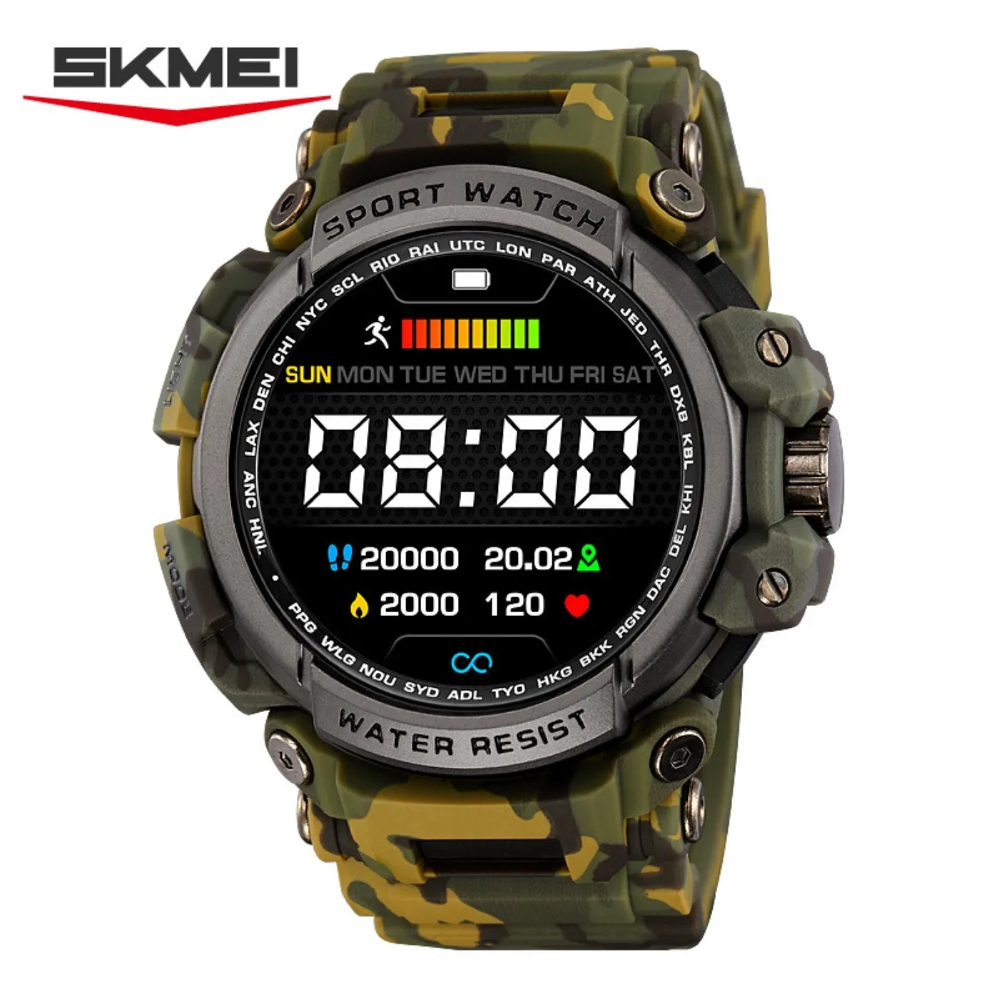Circle Electronic Watch Sport Outdoor Waterproof Clock Fashion Men's Digital Round Watches Countdown Chronograph Dual Time