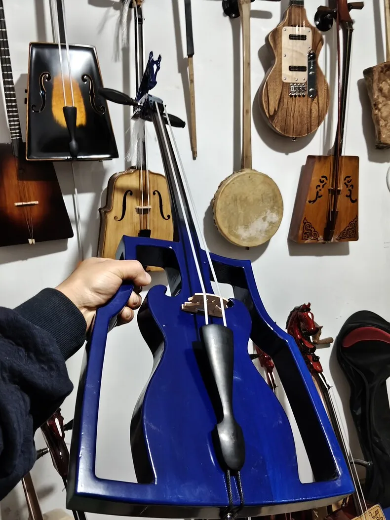 Morin Khuur Black Inner Mongolian Traditional Bowed String Instrument Electric Horsehead Fiddle
