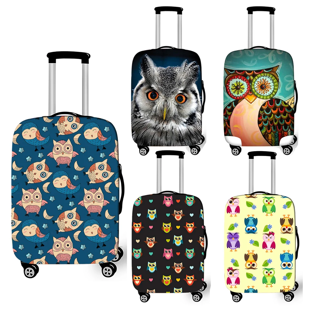 Cute Owl Luggage Cover for Traveling Waterproof Anti-dust Suitcase Cover for 18-32 Inch Trolley Case Elastic Protective Covers