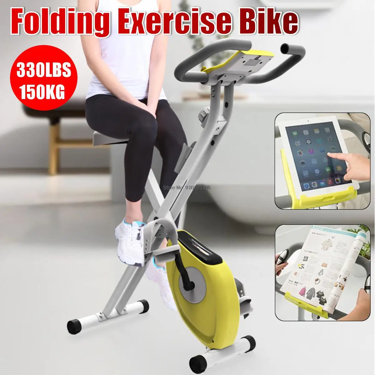 Max Load 220 LBS Foldable Exercise Bike Indoor Cycling Bike Magnetic Upright Bike Stationary Bike for Home Gym Workout Equipment