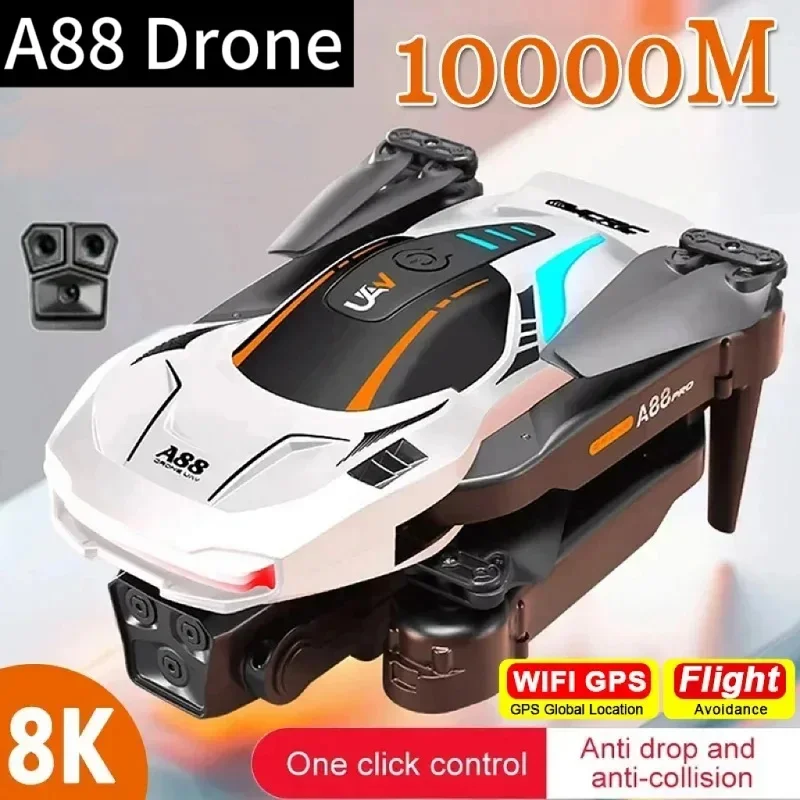 New A88 Drone 8K Professional GPS Dual Camera 5G Obstacle Avoidance Optical Flow Positioning Brushless Upgraded RC 10000M