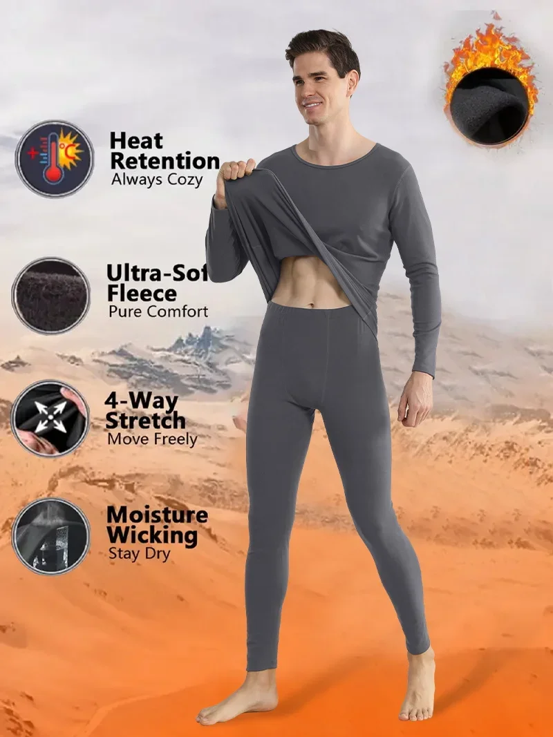 

Men's thermal underwear set, long and warm underwear for winter, skiing in cold weather, lightweight, soft and anti-static