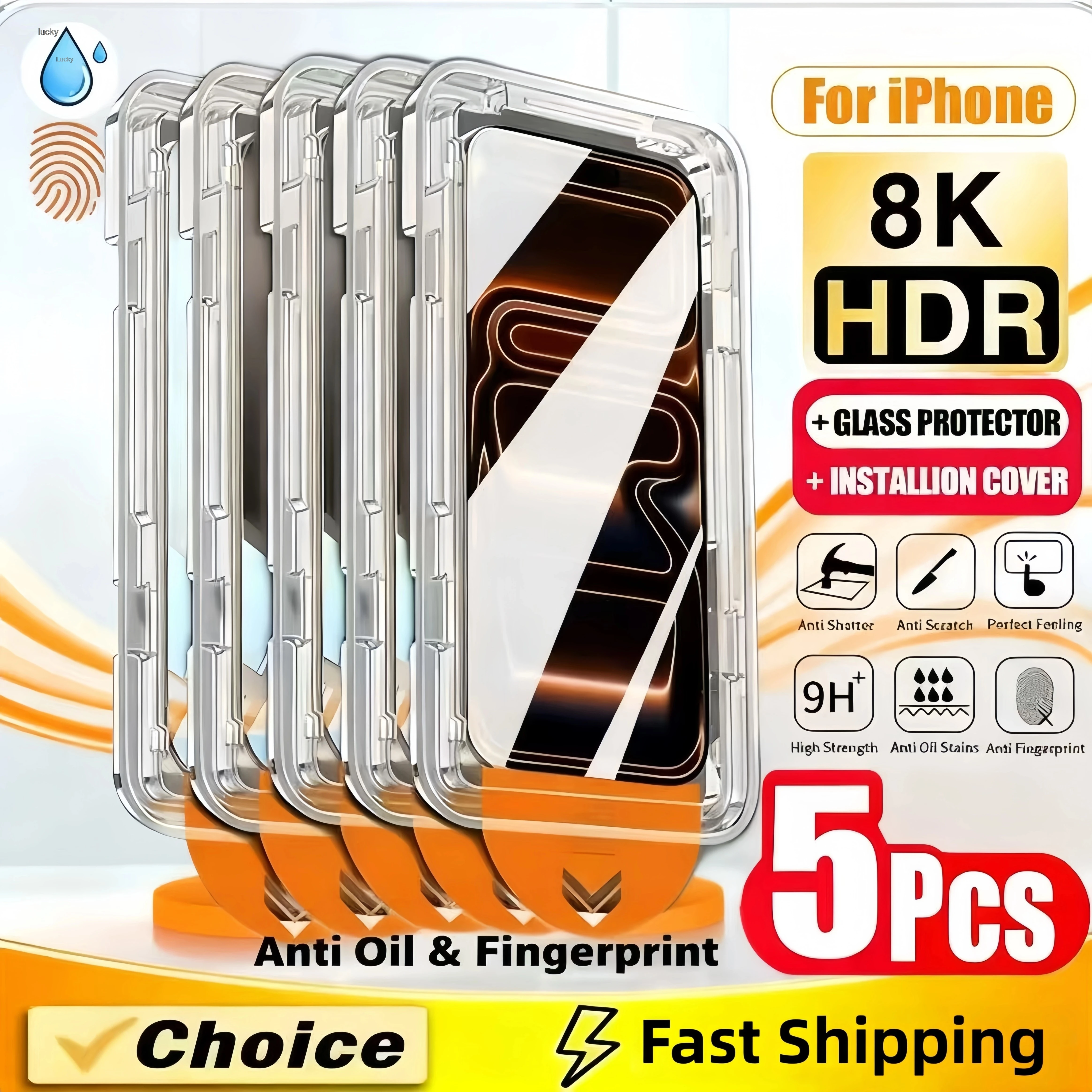 2/5Pcs Dust‑Free Easy Install HD Screen Protector, Case Friendly For iPhone 18 Pro Max 18 Pro 18  Full Thick Glue Tempered Glass