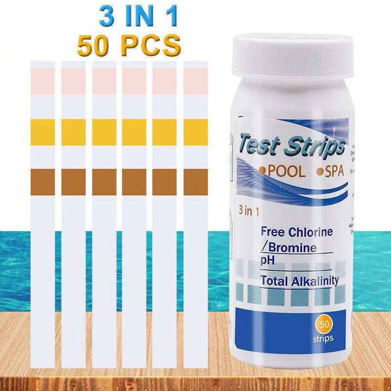 50pcs Chlorine PH Test Strips SPA Swimming Pool Water Tester Paper Residual Chlorine PH Value Alkalinity Hardness Test Strip view 4