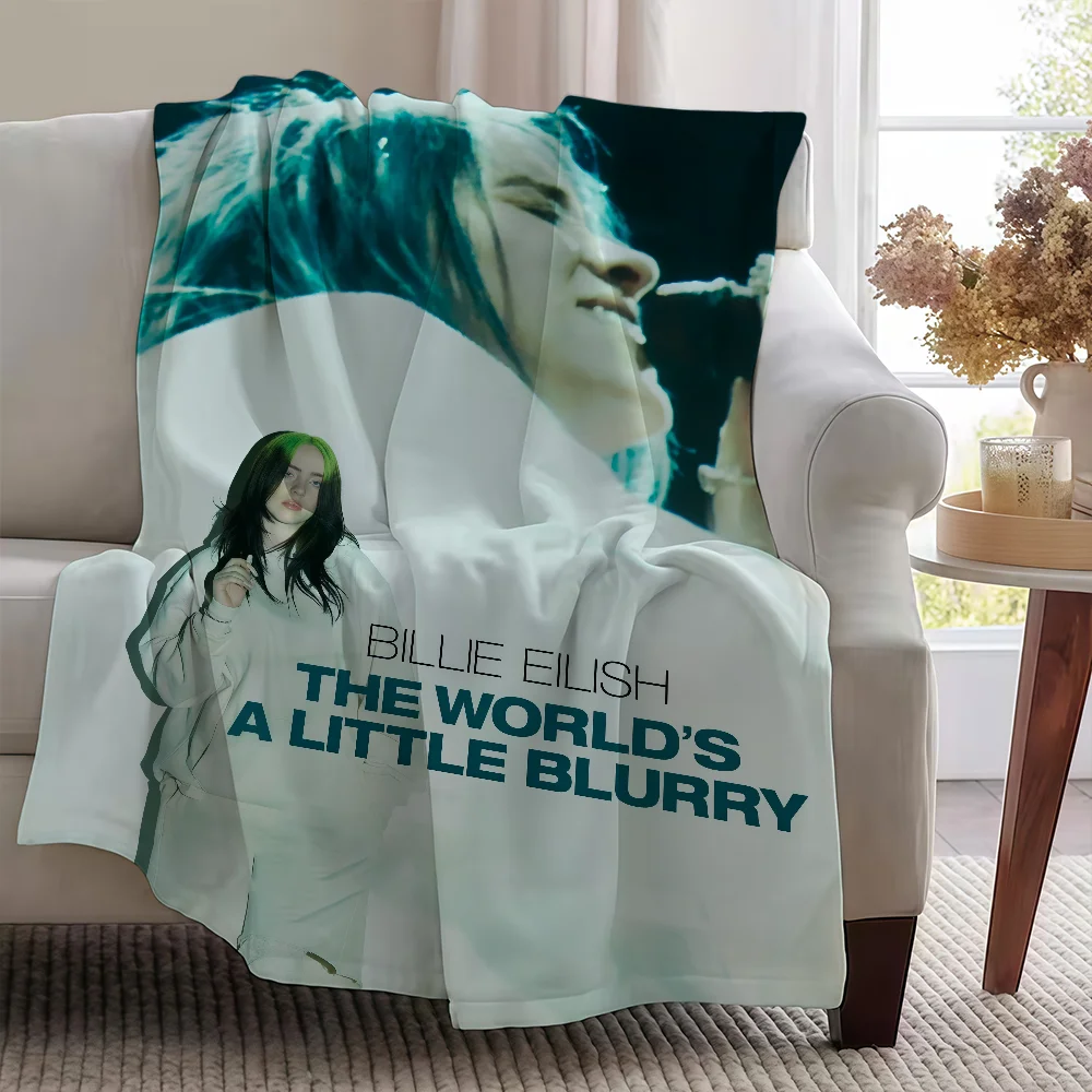 The Worlds A Little Blurry B-BillieS-ES E-EilishS-ES Blanket Soft Warm Furry Throw Super Kids Toys Bed Sofa Car Cradle
