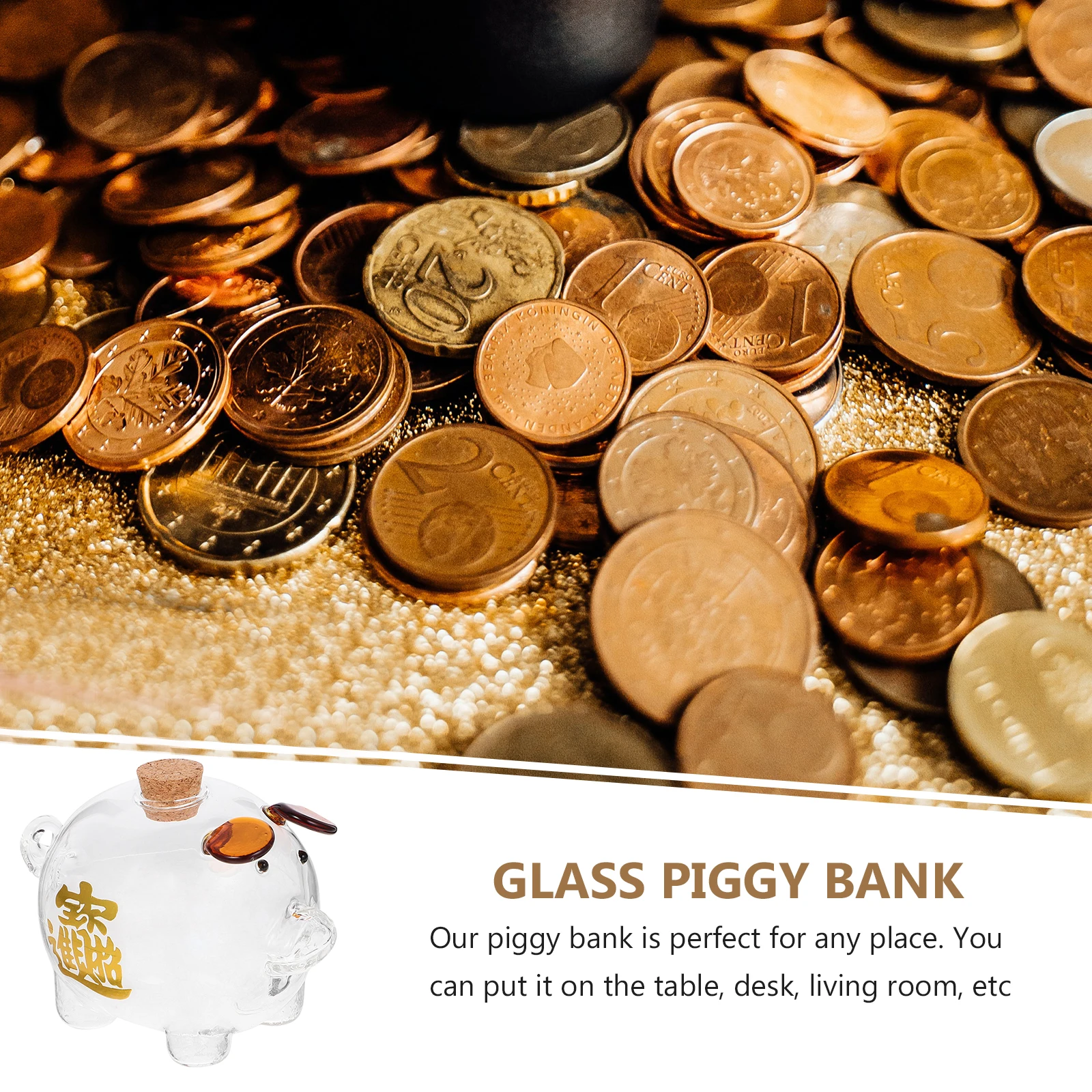 

Creative Glass Piggy Bank Transparent High Borosilicate Money Pot Kids Girls Decorative Saving Storage Container Pig Shaped