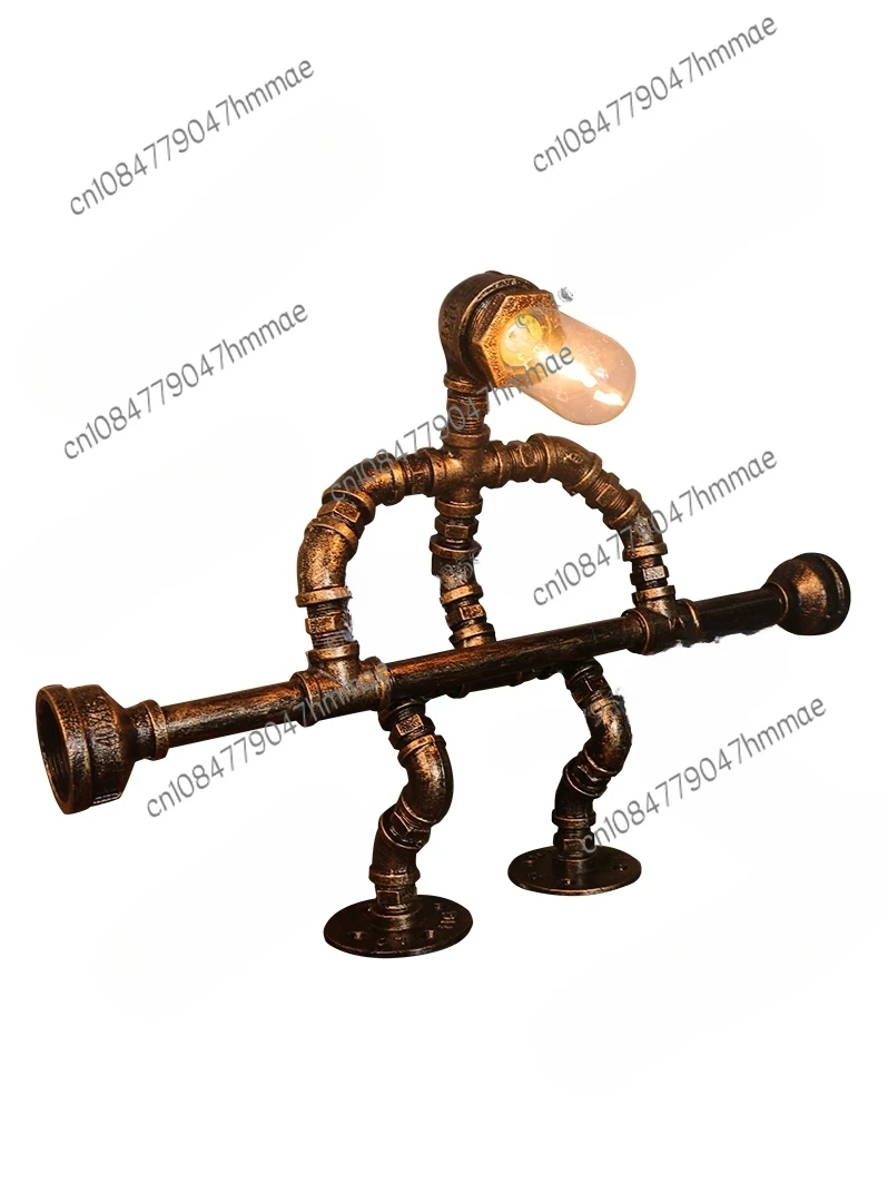 

Retro industrial style loft decoration creative punk water pipe robot desk lamp ornament