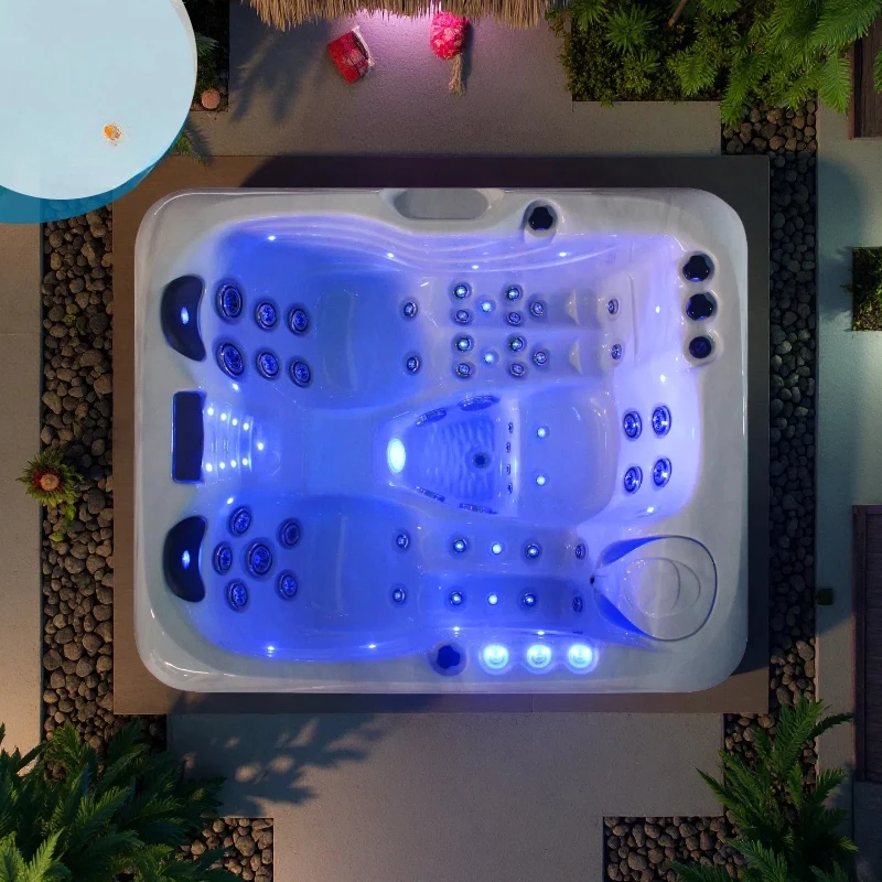 Luxury Spa 3 Person Outdoor Massage Spa Jacuzzi Freestanding Jacuzzi with 4 Power Pumps Easy to Install