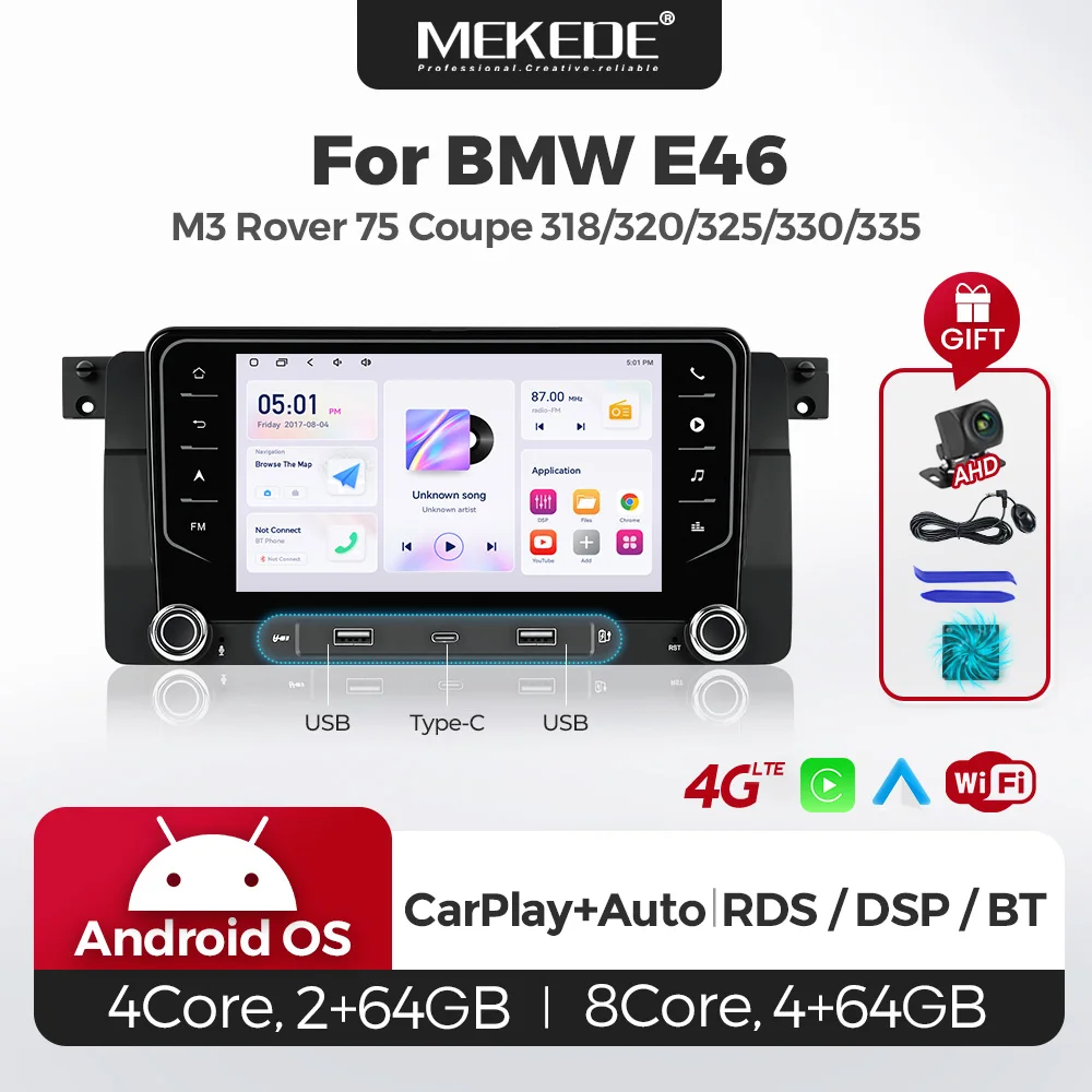 2026 new Host unit For BMW E46 M3 Rover 75 Coupe 318 320 325 330 335 Car Radio wireless CarPlay Android auto 7