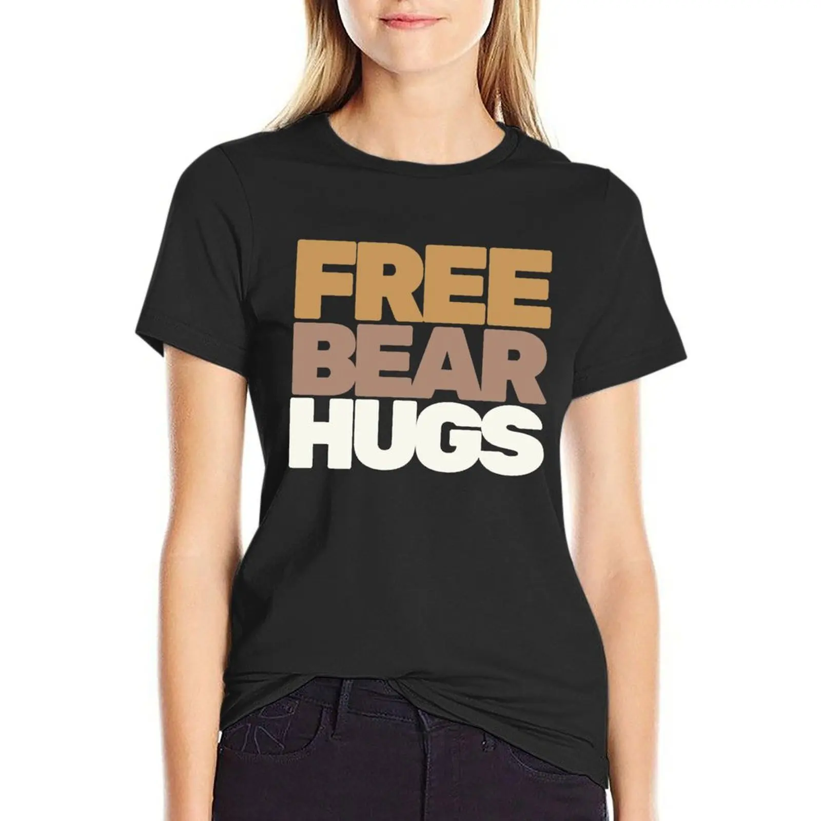 

Free Bear Hugs Funny LGBT Pride Typography T-Shirt animal print shirt for girls funny Women's t-shirt