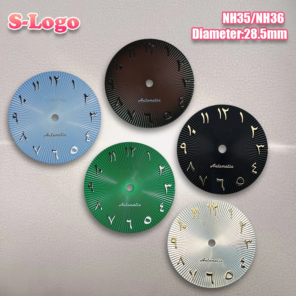 

28,5 мм S логотип синий арабский циферблат подходит для NH35/NH36 японский механизм с вертикальной полосой модификация часов аксессуары инструменты для ремонта