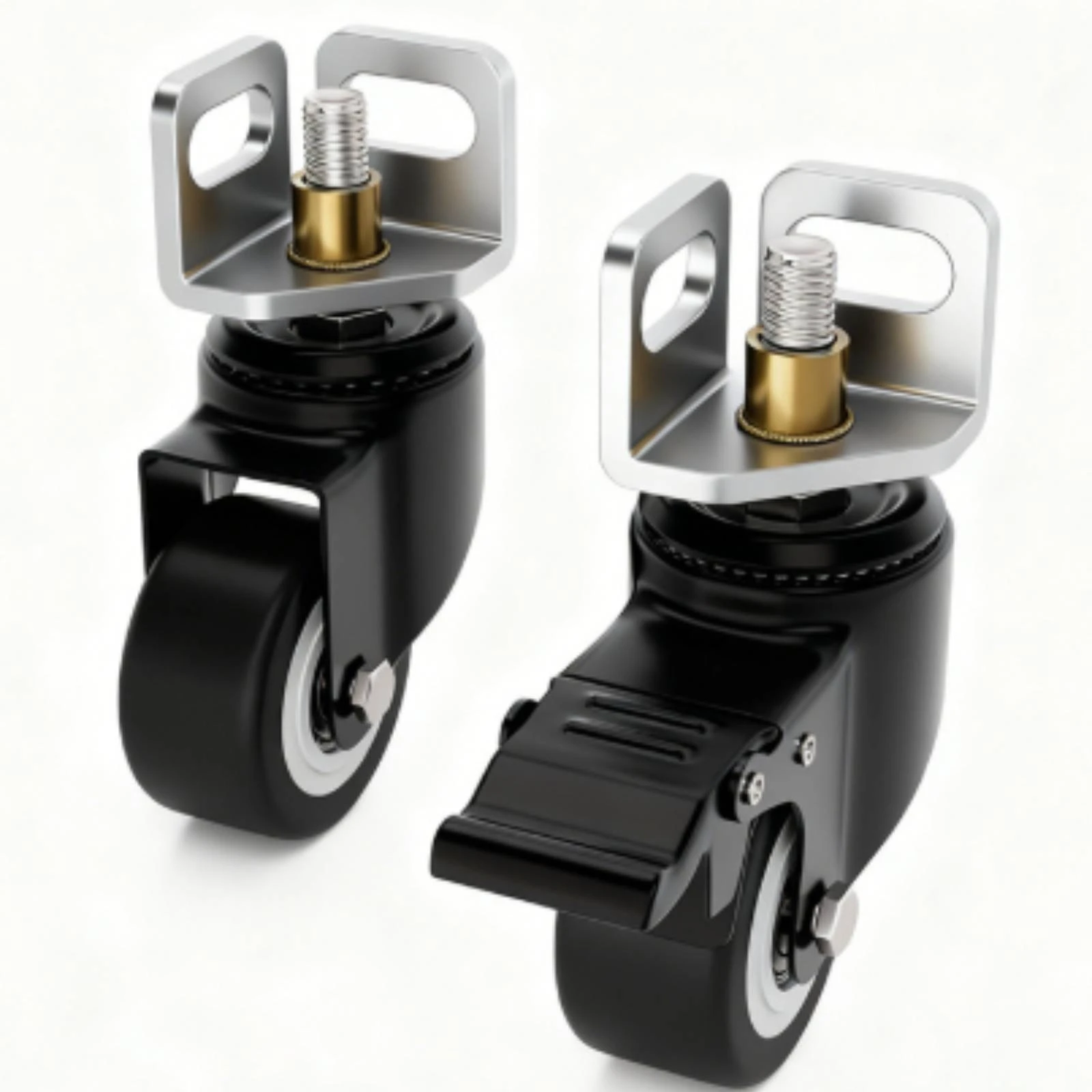 4 Pieces Angle-Steel Caster Threaded Stem L-Bracket Casters Caster Wheel with Bracket Heavy Duty Hardware Non-Marking