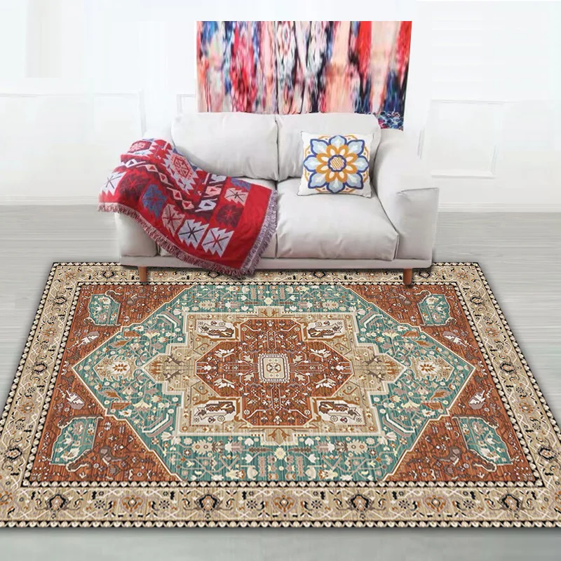 New Persian Vintage Carpet, Floor Mat Living Room Bedroom Floor Mat, Easy Care, Bohemian Style Hotel B&B Decorative Mat.