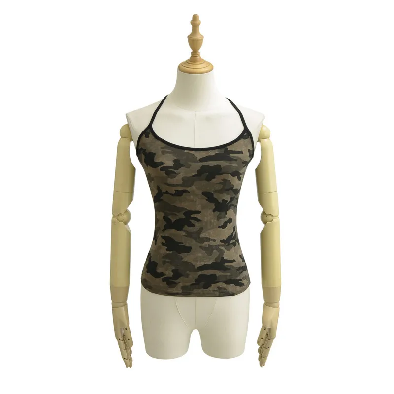 HKSH Estate delle nuove donne Tide Chic Y2K Streetwear americano retrò lavato cinturino mimetico Tee sexy trendy slim fit canotta HK6455