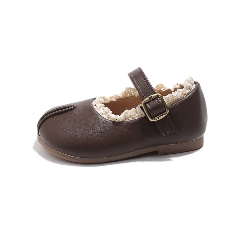 2025 New Children\'s Flats Simple Lolita Girls Princess Leather Shoes Walking Versatile Sweet Pleated Kids Causal Fashion Shoes