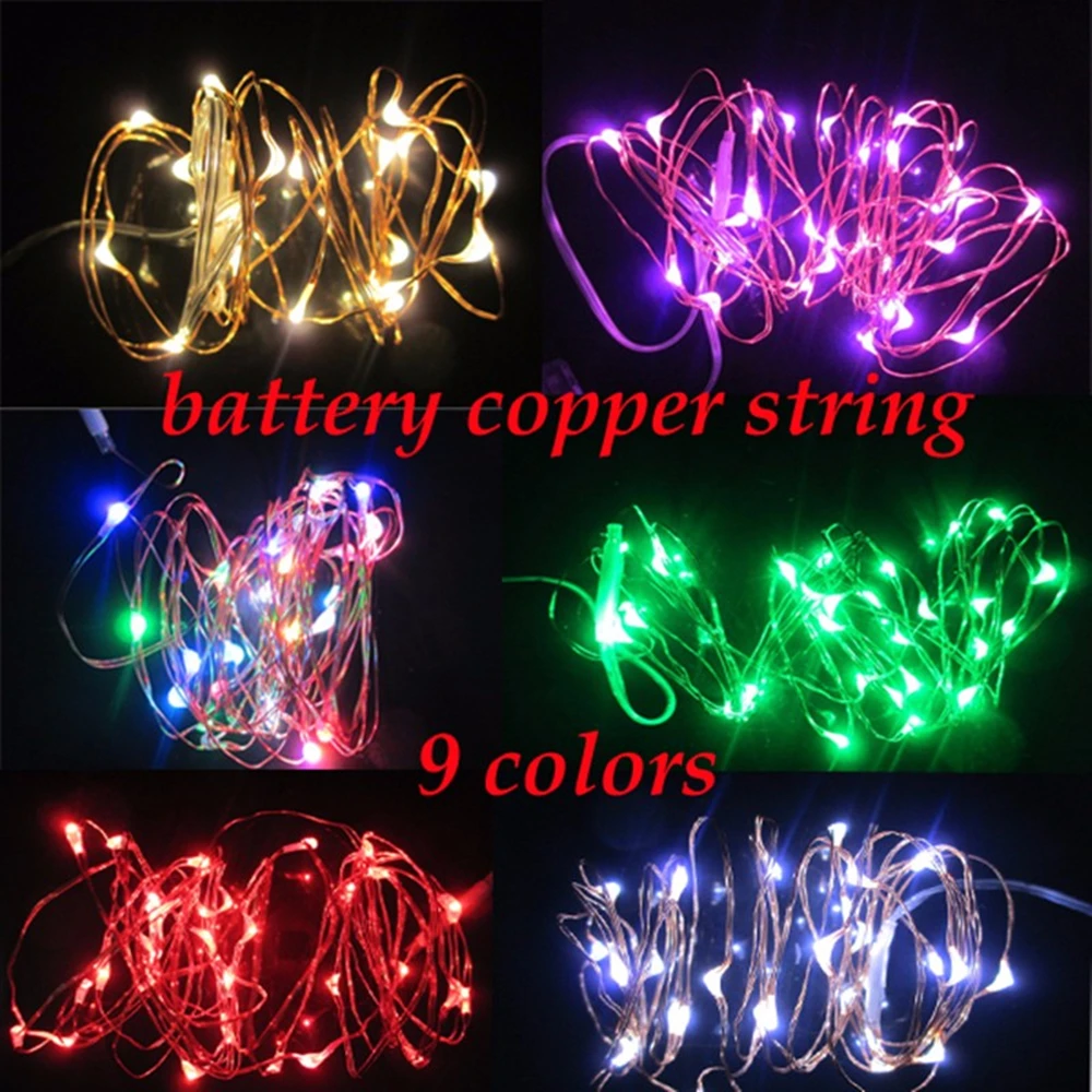 LED Silver Wire Fairy String Light Christmas Holiday 2M/3M/5M/10M Operated 3AA Battery for Wedding Party