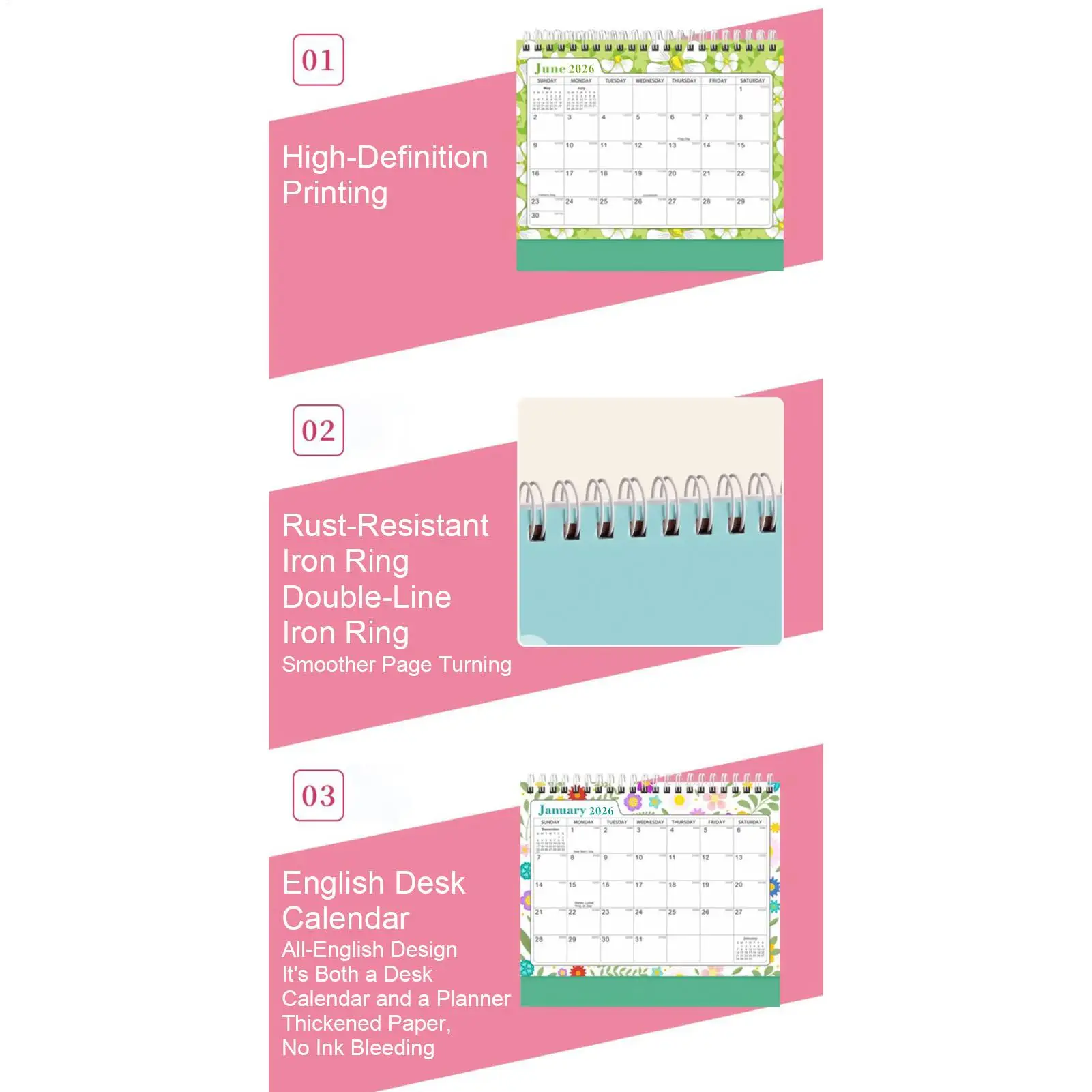 Настольный календарь на 2026 год, еженедельный, ежедневный, 18 месяцев с заметками, эстетический настольный календарь на 2026-2027, планирование повестки дня встреч