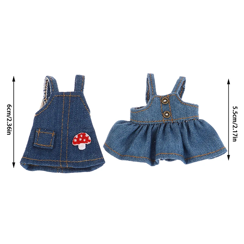 1/12 Doll Denim Suspenders Dress Dolls Clothes Accessories Mini Doll Dress Up Toys For Girls Birthday Gifts Only Clothes