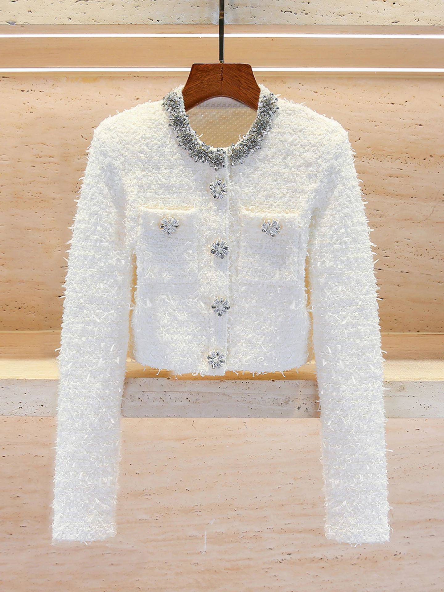 2025 Autumn French Diamond Knit Cardigan Skirt Set Women Solid Color Outfit suit for women female blazer sets with skirt