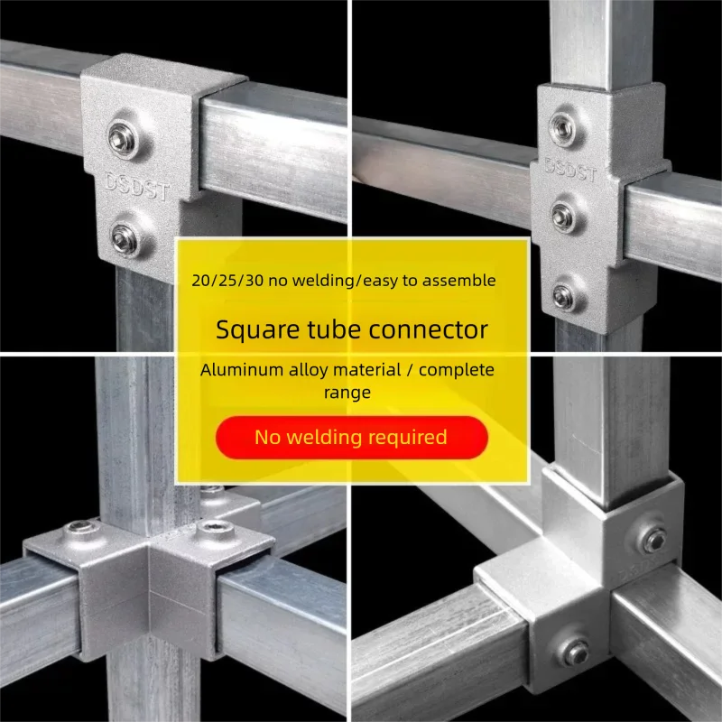 

Aluminum Alloy Square Tube Connectors 20/25/30/40 Sizes Three-Dimensional Joints Welding-Free Steel Pipe Joints for Shelves