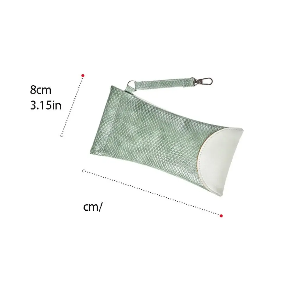 

Automatic Closed PU Leather Glasses Bag Velvet Lining With Lanyard Hanging Sunglasses Bag Waterproof Simple Style
