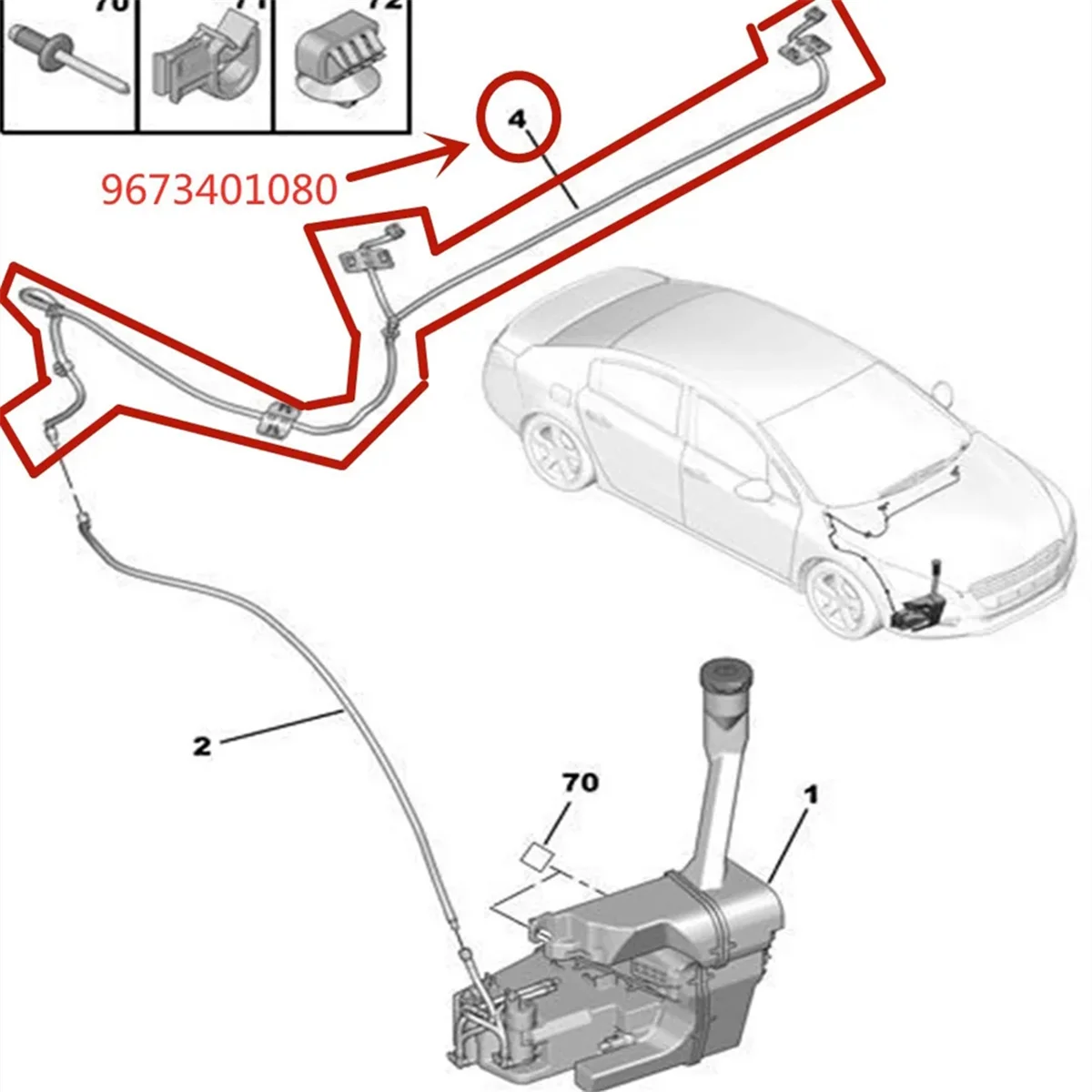 

Hot Sale 9673401080 6438ET Car Engine Hood Front Windscreen Wiper Nozzle for Peugeot 508 Windshield Washer Cleaner Tube
