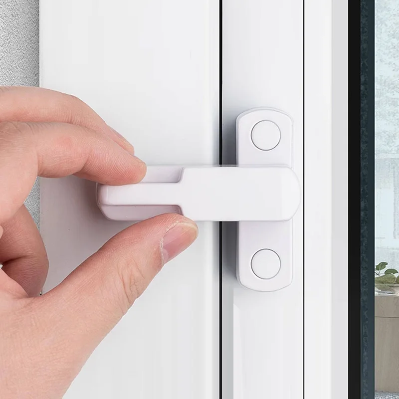 2PCS T-type Lock Plastic Steel Swing Door Window Lock Push-pull Handle Window Anti-theft Lock Buckle Anti-theft Lock Accessories