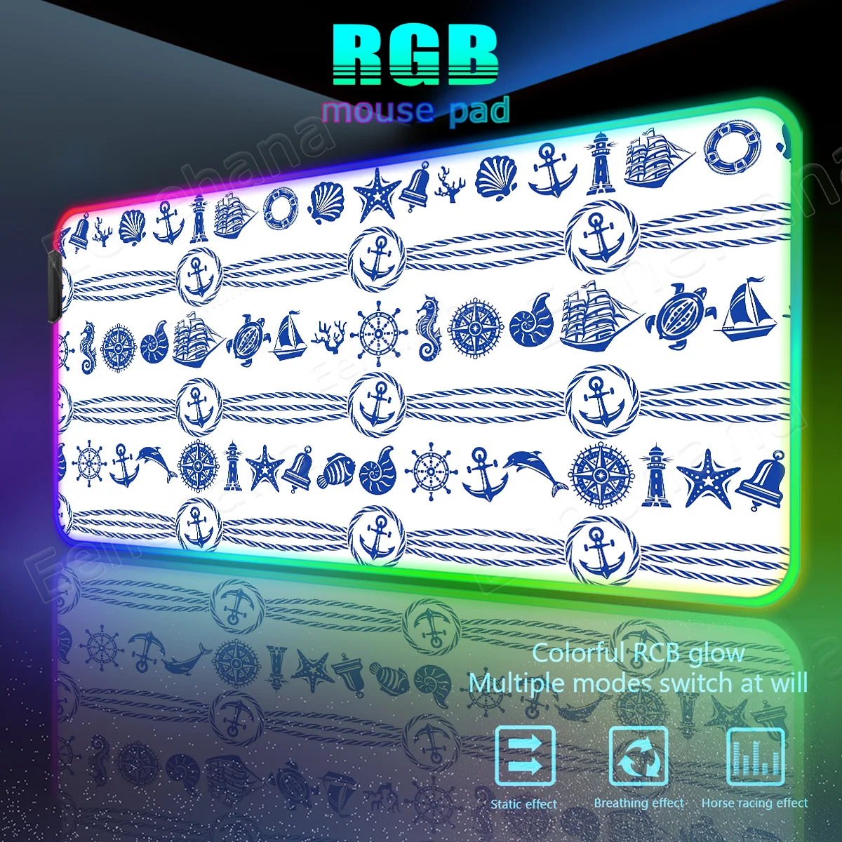 RGB Large The Navigator Mouse Pad Emit Light Ocean Sailboat LED XXL Extended Pads PC Gaming Accessories Gamer Laptop Desktop Mat