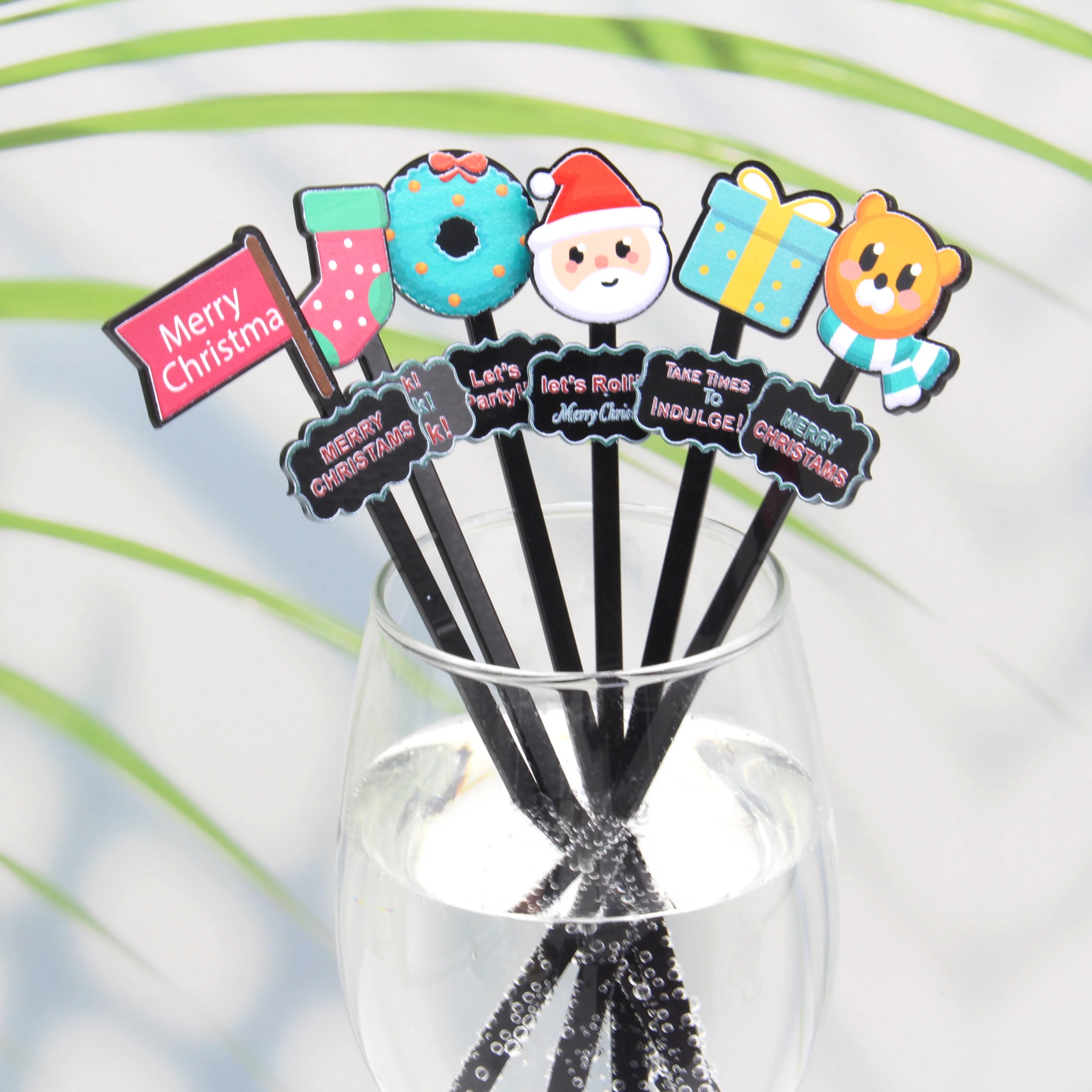 Personalized Acrylic Christmas Party Drink Stirring Sticks Custom 