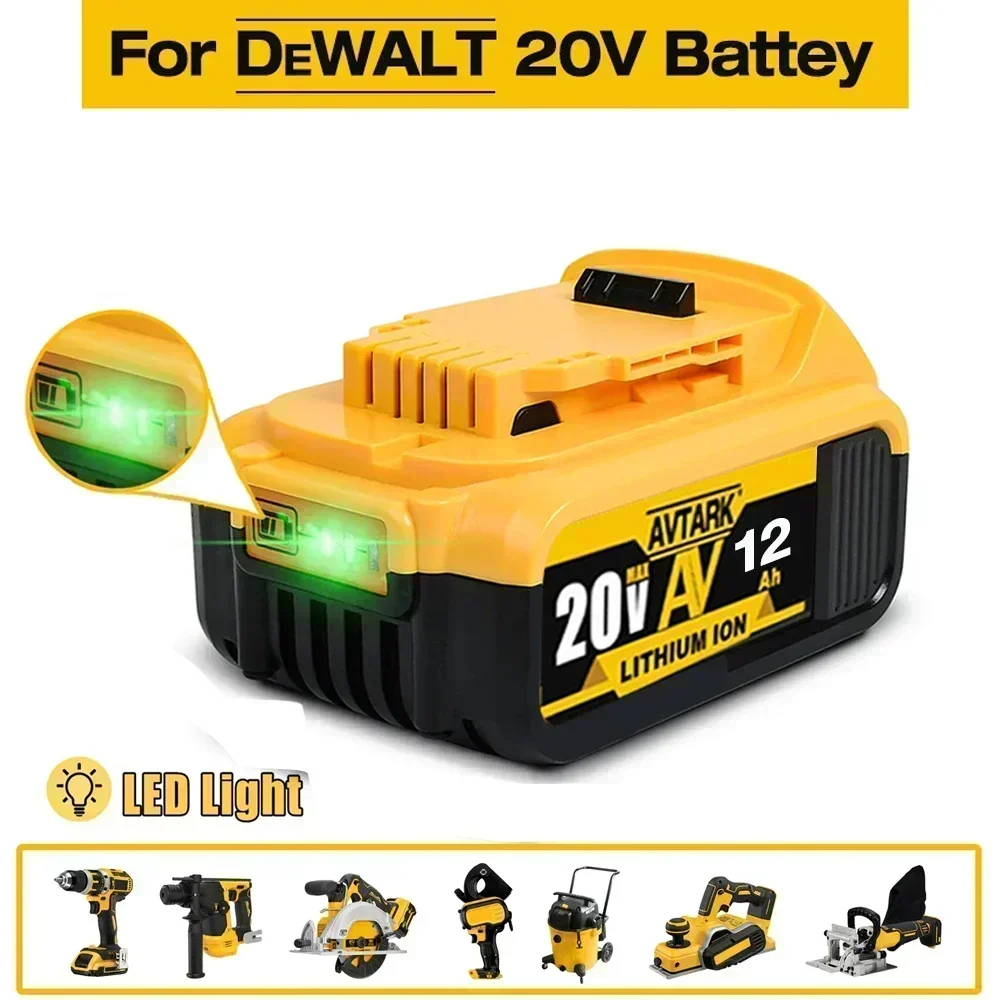 สําหรับDewalt DCB200 20V 12000MAhแบตเตอรี่ทดแทนแบตเตอรี่ลิเธียมสําหรับDewalt 18V DCB184 DCB200 DCB182 DCB180 DCB181 DCB182 DCB201 DCB20