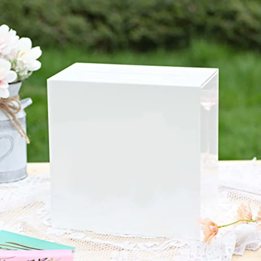 W Acrylic Card Box w/ot, Tick DIY Wedding Box Blank No Print, Lar 0x0x5.5 in,  Receon ration Fundrair Money Box Election Ballot