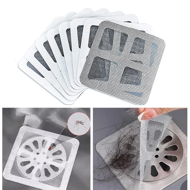 10/20/30Pcs Hair Catchers for Shower Mesh Shower Drain Covers - Floor Sink Strainer Filter Mesh Stickers Bathroom Accessories