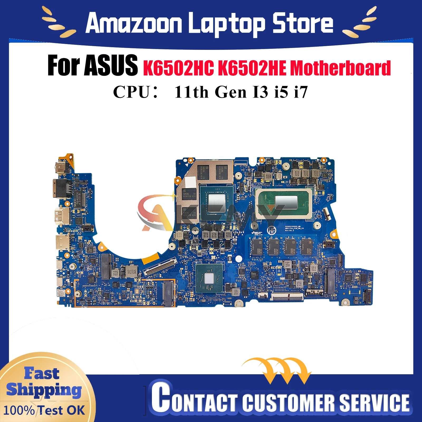 

K6502HC Материнская плата для ноутбука ASUS TUF Gaming K6502HC K6502HE K6502H Материнская плата с процессором 11-го поколения I3 i5 i7 100% тест, быстрая доставка