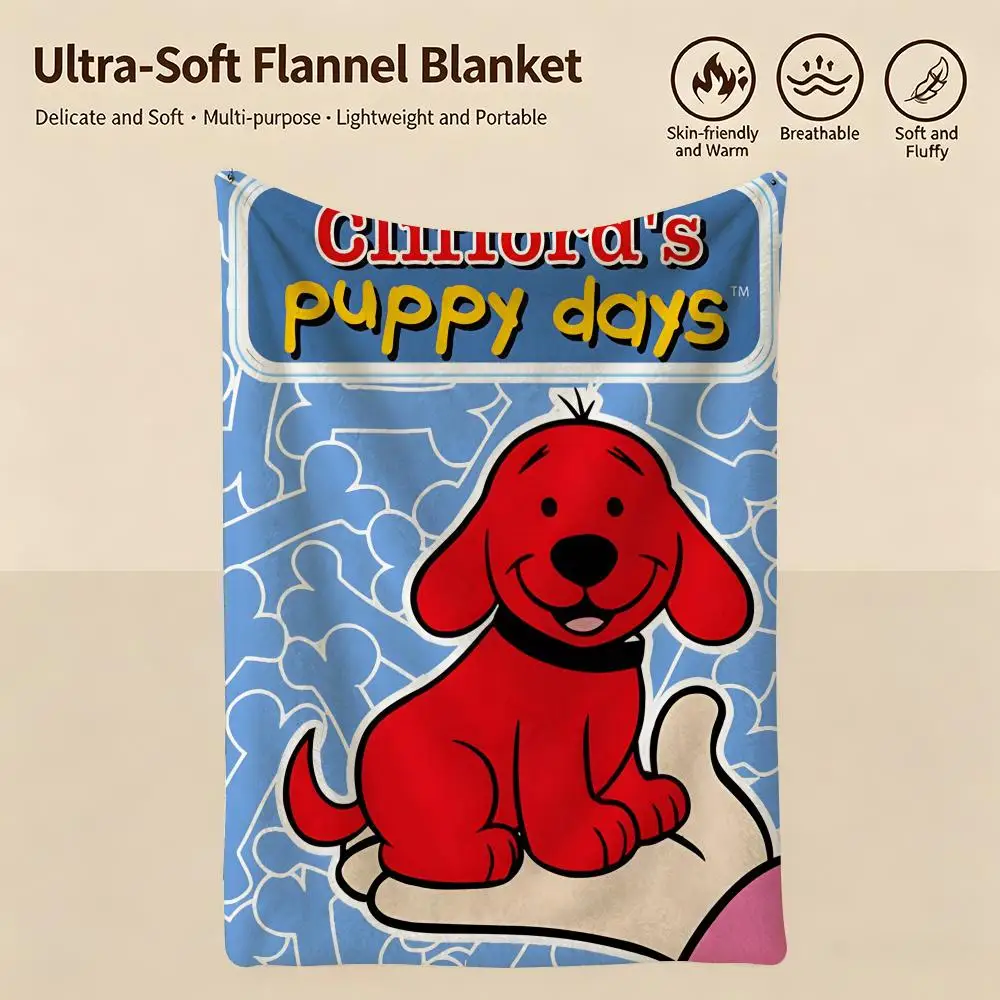 cartoon C-Clifford the Big Red Dog-g Throw Warm Soft Flannel Blanket, Multi-use for Sofa Bed Camping Travel Nap - view 2