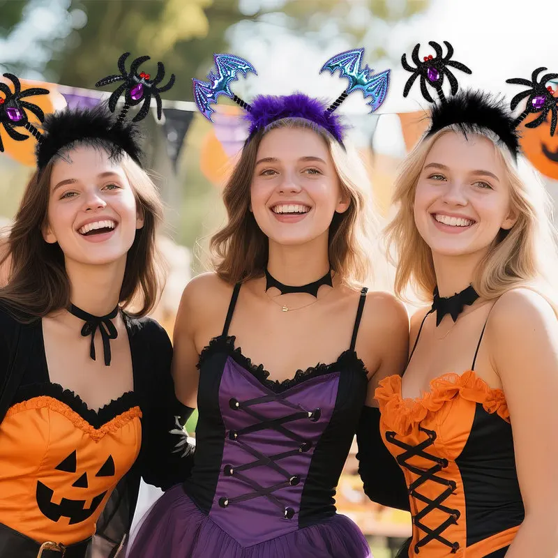 Pumpkin Halloween Pumpkin Headband Spider Ghost Vegetables Halloween Party Hair Hoop Creative Head Hoop Ghost Festival Headpiece