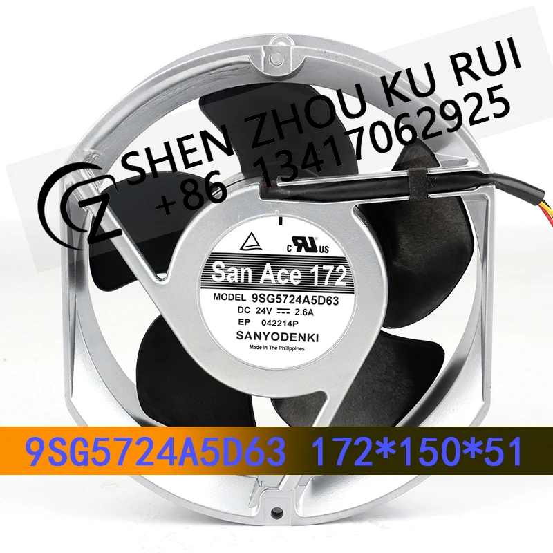 

New Sanyo 24V 2.6A 17251 172X150X51MM 17CM Three-wire detection of high-end devices 9SG5724A5D63 cooling fan