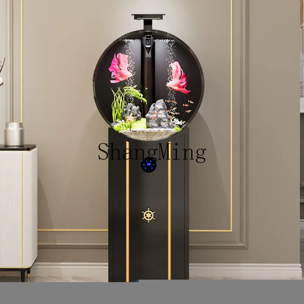 CL New Round Fish Tank Living Room Small Household Floor-standing Bottom Filter Smart Acrylic Tank Aquarium
