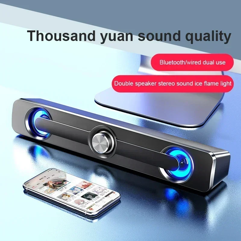 Speaker Stereo komputer, Speaker Subwoofer Bass MP3 kabel USB kuat Surround Sound Bar Box LED untuk TV PC, Laptop, ponsel, Tablet, Speaker Stereo