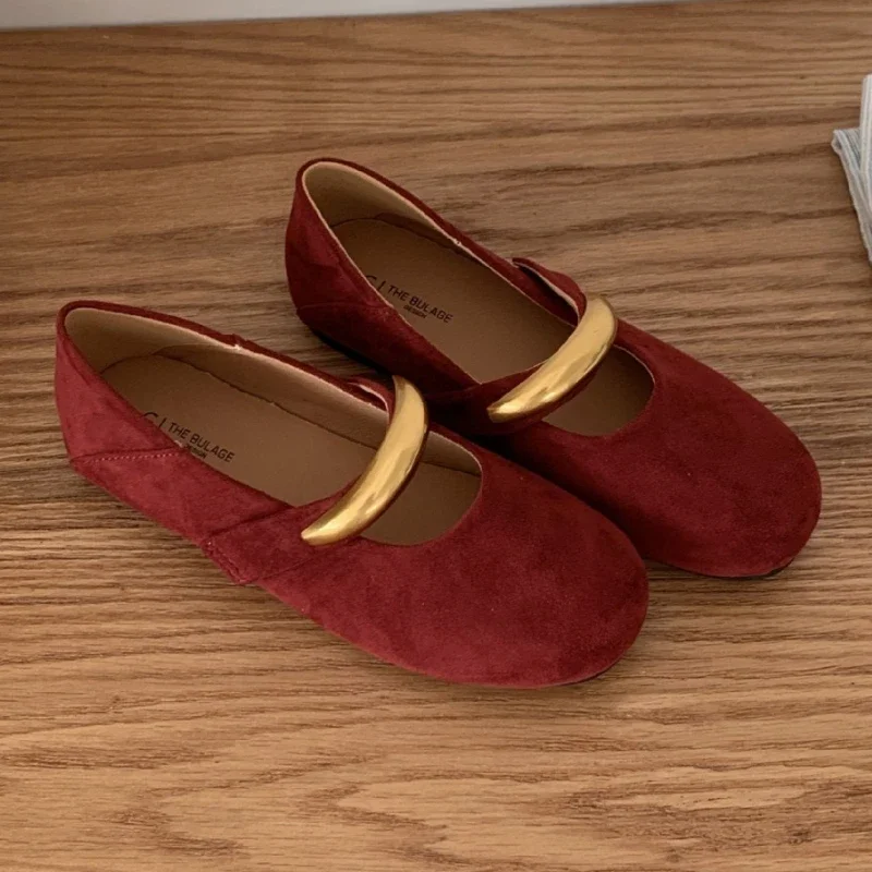 

Брендовые туфли на плоской подошве с круглым носком, женская повседневная обувь в стиле ретро с металлической пряжкой, женская удобная лаконичная замшевая обувь Мэри Джейн, женская обувь