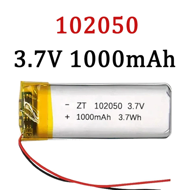 3.7V 1000mAh 102050 Polymer Lithium Battery Lithium Ion Battery For Power Bank GPS 100% Real Capacity