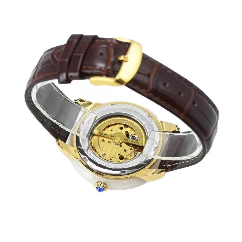 2026 New Mechanical Watch Chinese Wind Landscape Painting Luminous Couple Watch Jade Pair Belt view 3