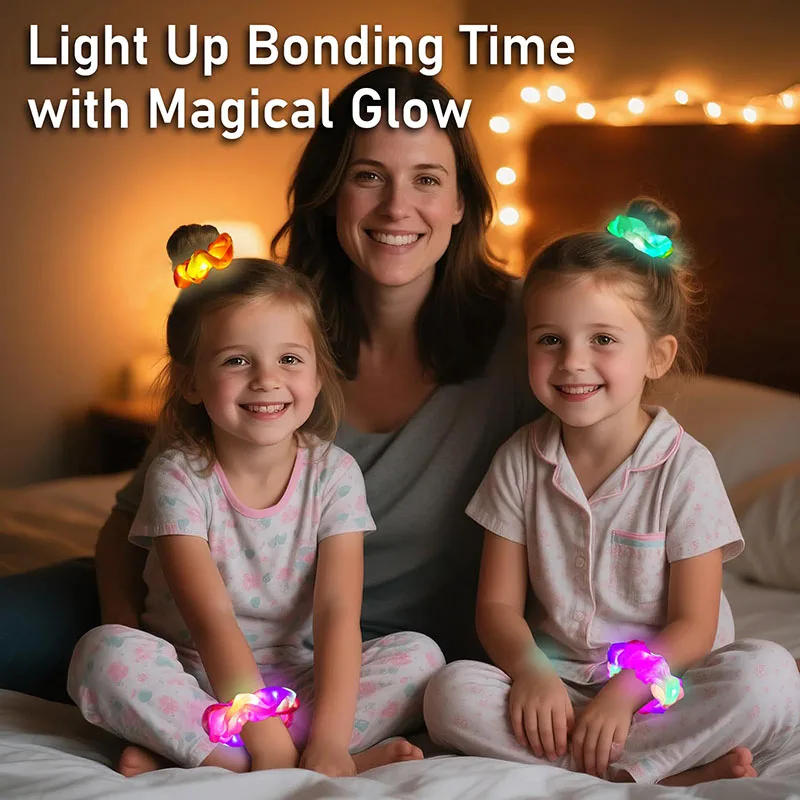 12-100 قطعة تضيء Scrunchies LED Scrunchies للفتيات توهج في الظلام Scrunchies الزفاف حفلة عيد ميلاد إكسسوارات الشعر
