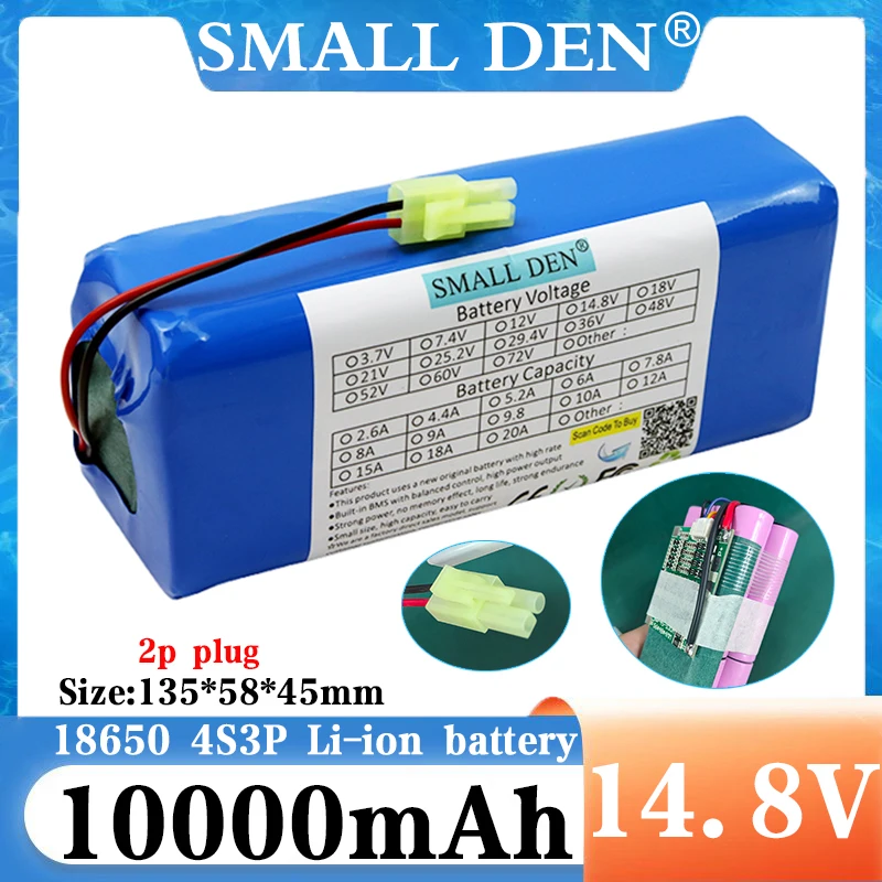 Original For XiaoMi Viomi S9 Lydsto R1 Roidmi Eve Plus 14.4V 14.8V 2.6ah 3ah 3.4ah 10Ah 18ah 18650 lithium battery 4P3S 10000mAh